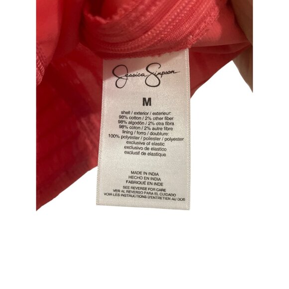 Jessica Simpson Womens Babydoll Red Smocked Puff Sleeve Top M - Picture 4 of 5